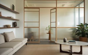 textured glass partition